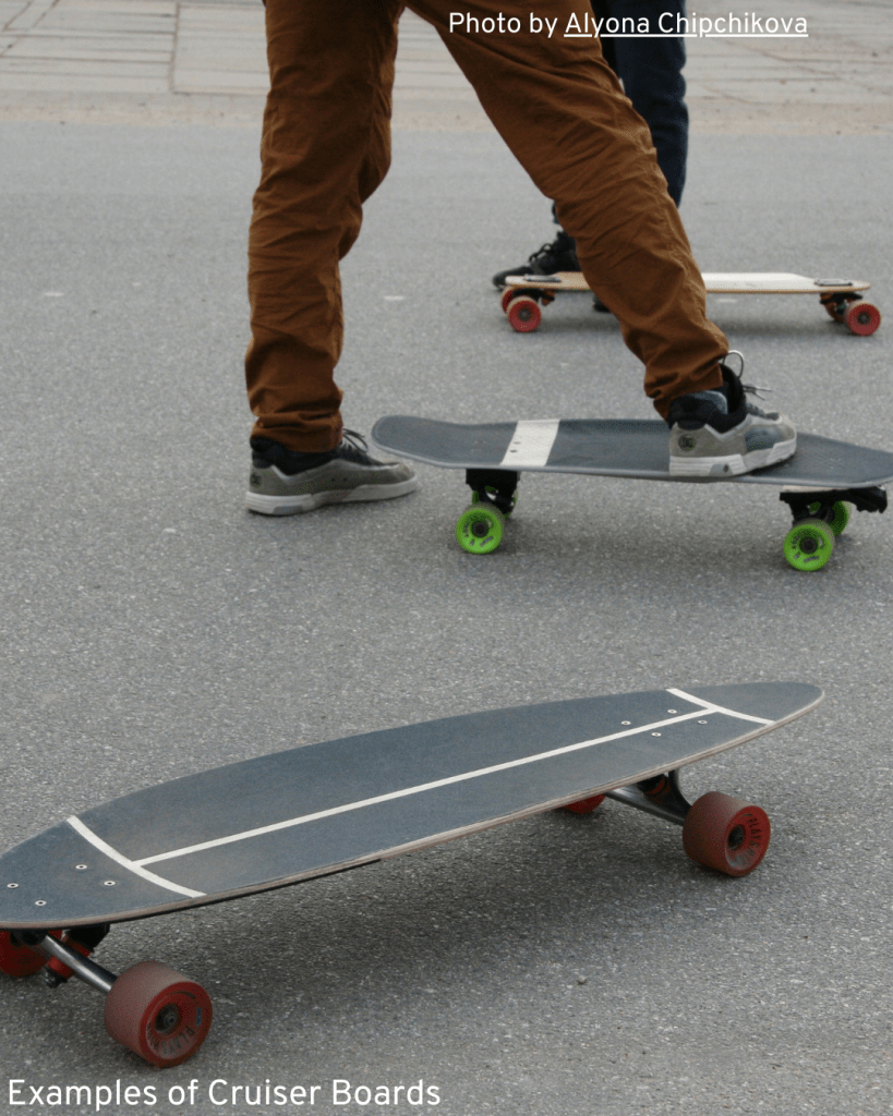 A man skillfully rides a cruiser skateboard, showcasing a fun option for children starting their skateboarding journey.