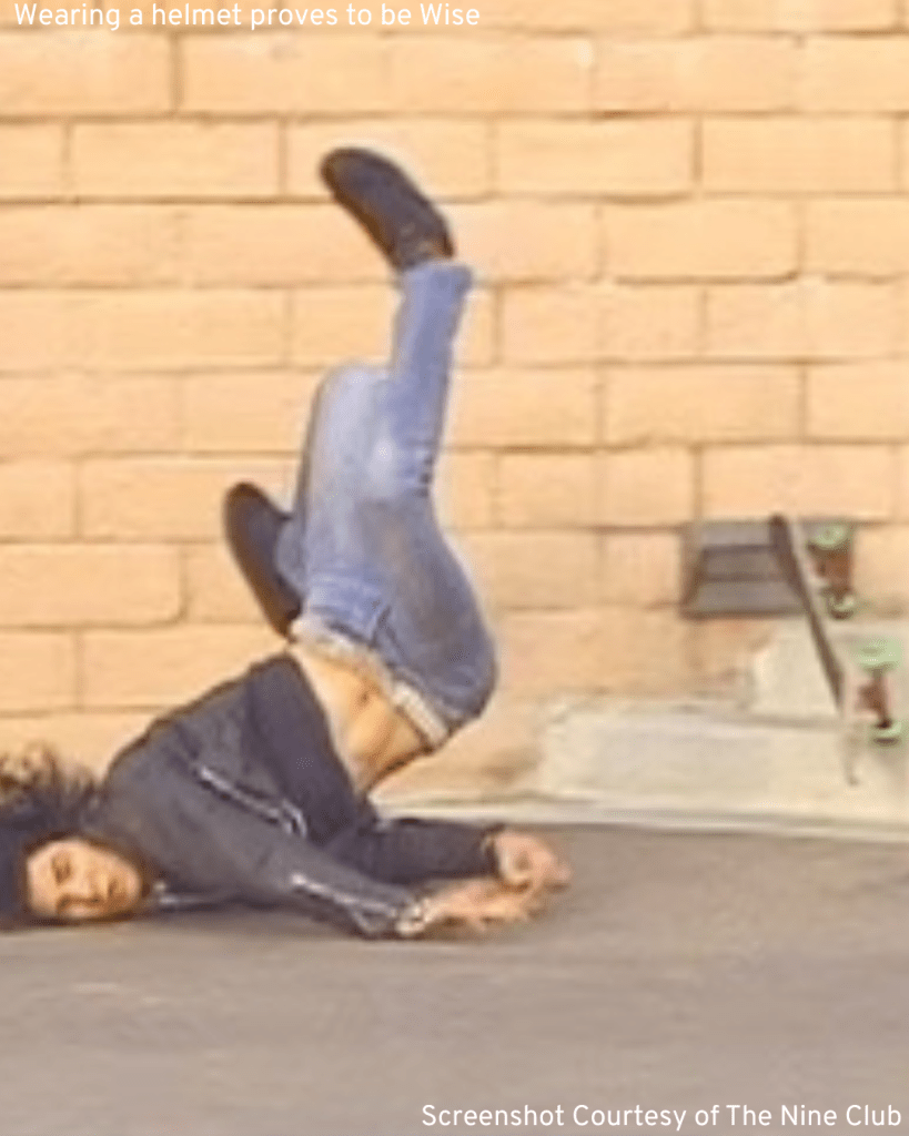 A confident skater attempts a flip on a skateboard but falls heavily down a flight of stairs.